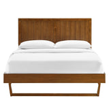 Alana Walnut Wood Queen Platform Bed With Angular Frame - Ornate Home