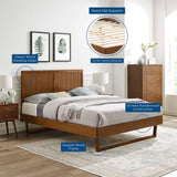 Alana Walnut Wood Queen Platform Bed With Angular Frame - Ornate Home