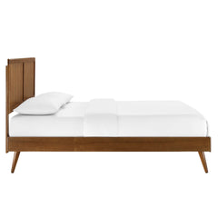 Alana Walnut Wood Queen Platform Bed With Splayed Legs - Ornate Home
