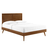 Alana Walnut Wood Twin Platform Bed With Splayed Legs - Ornate Home