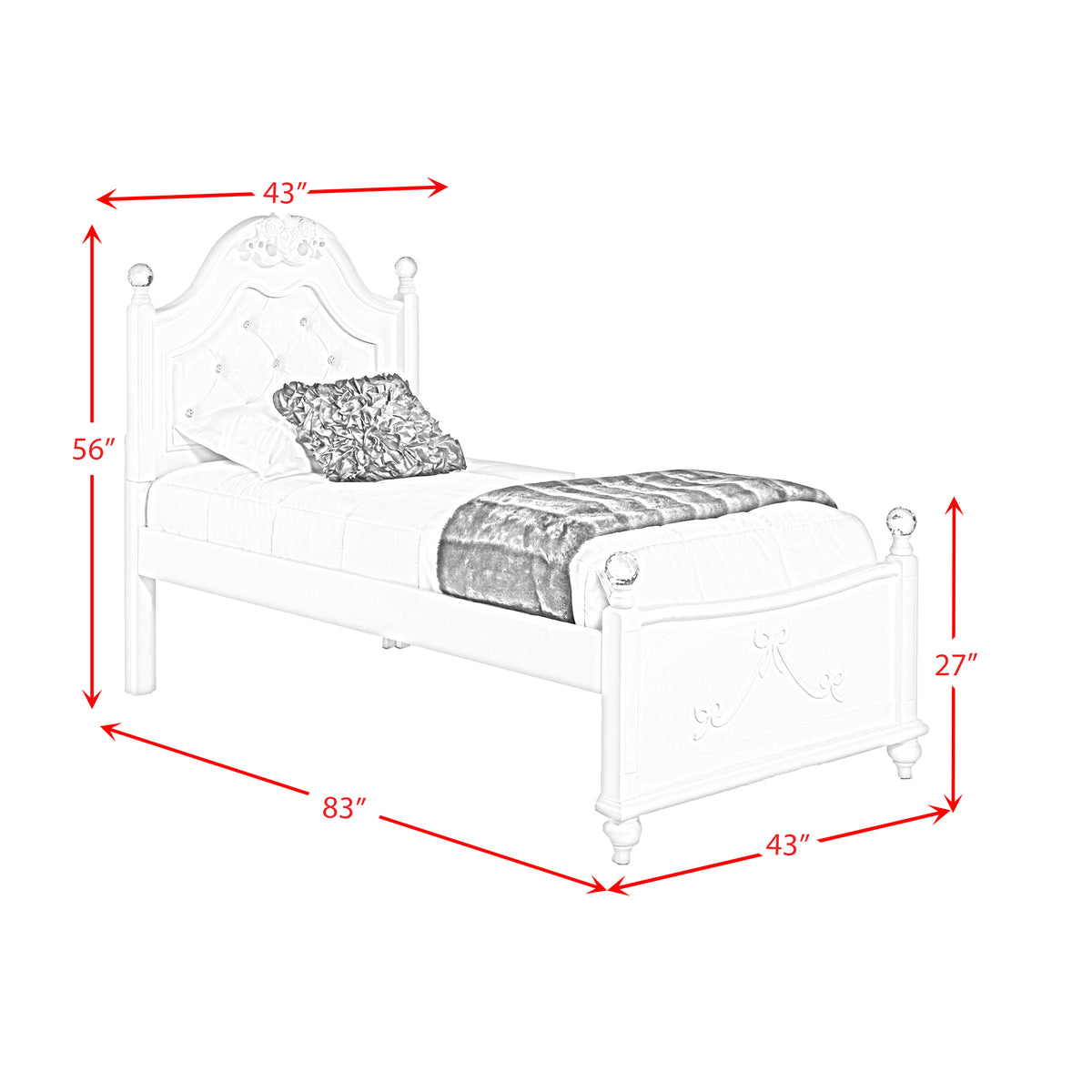 Alana White 3-Piece Twin Platform Bedroom Set with Storage Trundle