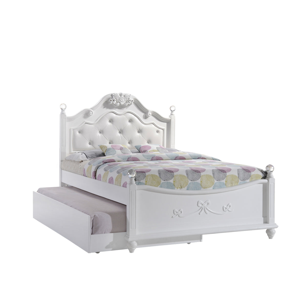 Alana White 4-Piece Full Platform Bedroom Set with Storage Trundle - Ornate Home
