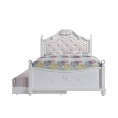 Alana White Full Platform Bed with Storage Trundle - Ornate Home