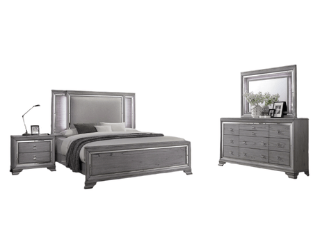 Alanis Light Gray 5 Pc. Queen Bedroom Set w/ 2NS - Ornate Home