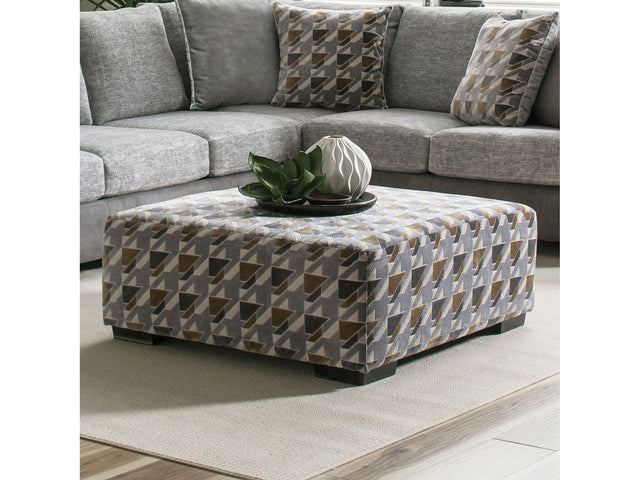 Alannah Light Gray/Gray/Brown Ottoman - Ornate Home
