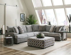 Alannah Light Gray/Gray/Brown Ottoman - Ornate Home