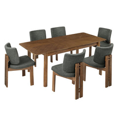 Alba Walnut/Charcoal 7-Piece Dining Set - Ornate Home