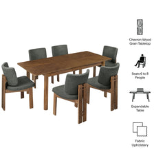 Alba Walnut/Charcoal 7-Piece Dining Set - Ornate Home