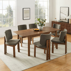 Alba Walnut/Taupe 7-Piece Dining Set - Ornate Home