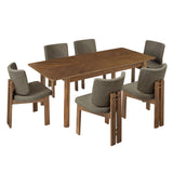Alba Walnut/Taupe 7-Piece Dining Set - Ornate Home