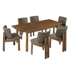 Alba Walnut/Taupe 7-Piece Dining Set - Ornate Home