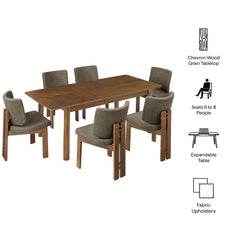 Alba Walnut/Taupe 7-Piece Dining Set - Ornate Home