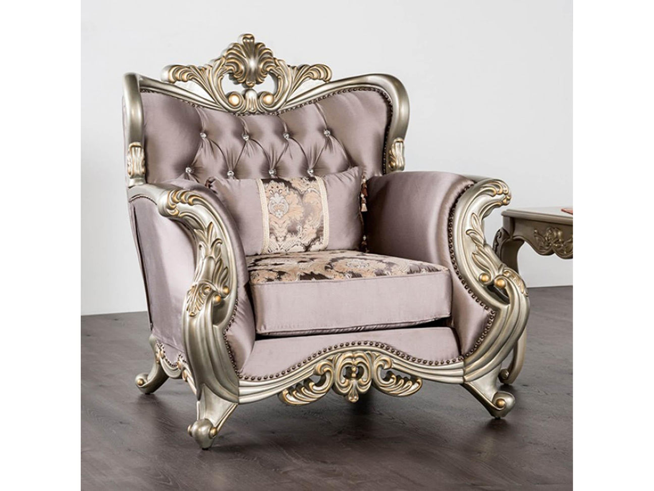 Albacete Champagne & Purple Velvet Chair - Ornate Home