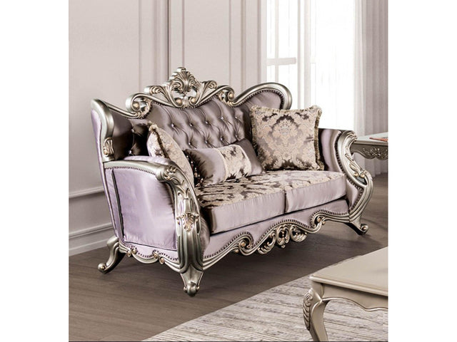 Albacete Champagne & Purple Velvet Loveseat - Ornate Home