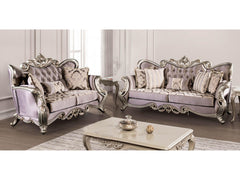 Albacete Champagne & Purple Velvet Sofa - Ornate Home