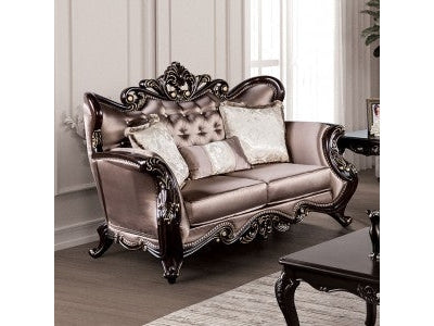 Albacete Dark Cherry/Brown Loveseat - Ornate Home