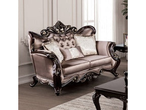 Albacete Dark Cherry/Brown Loveseat - Ornate Home