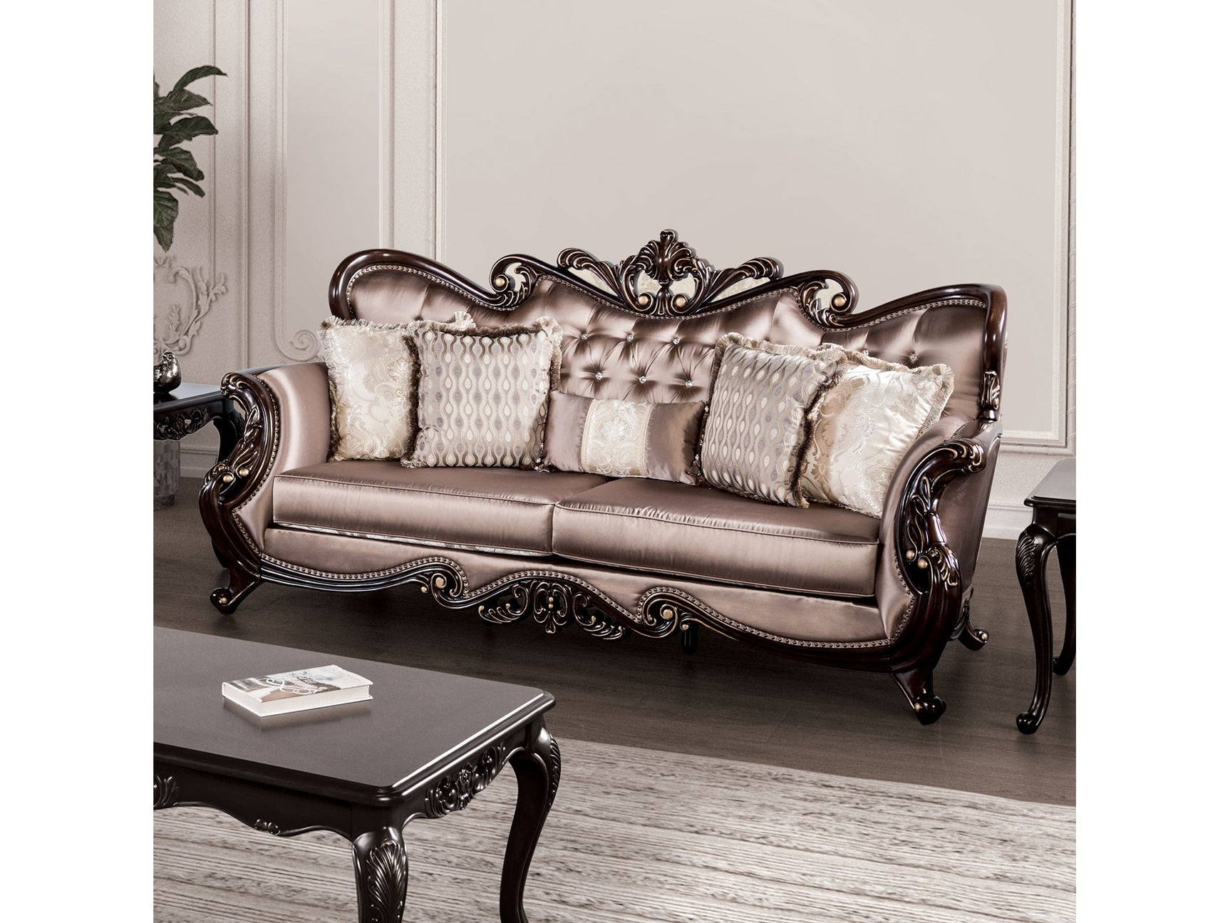 Albacete Dark Cherry/Brown Sofa - Ornate Home