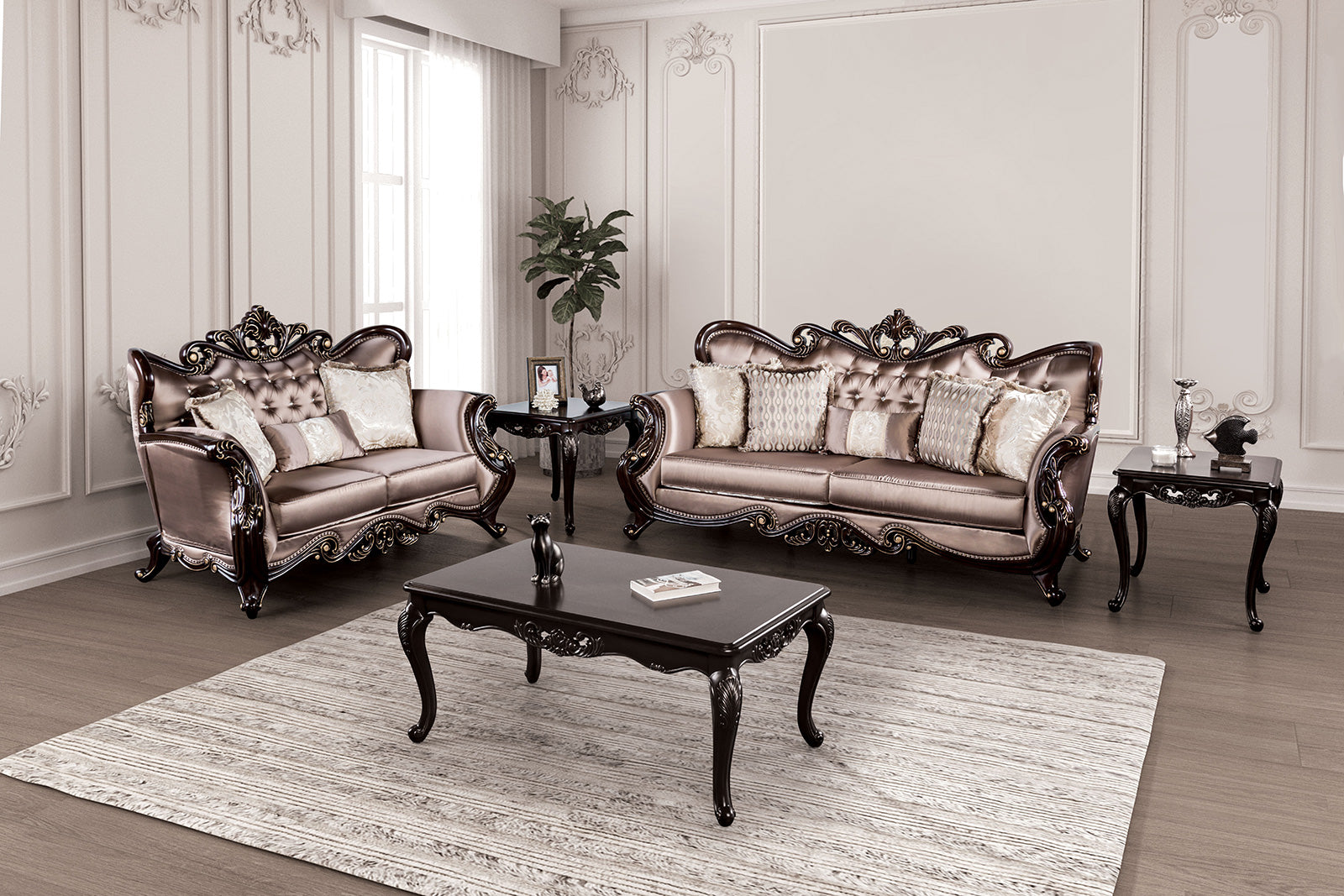 Albacete Dark Cherry/Brown Sofa - Ornate Home