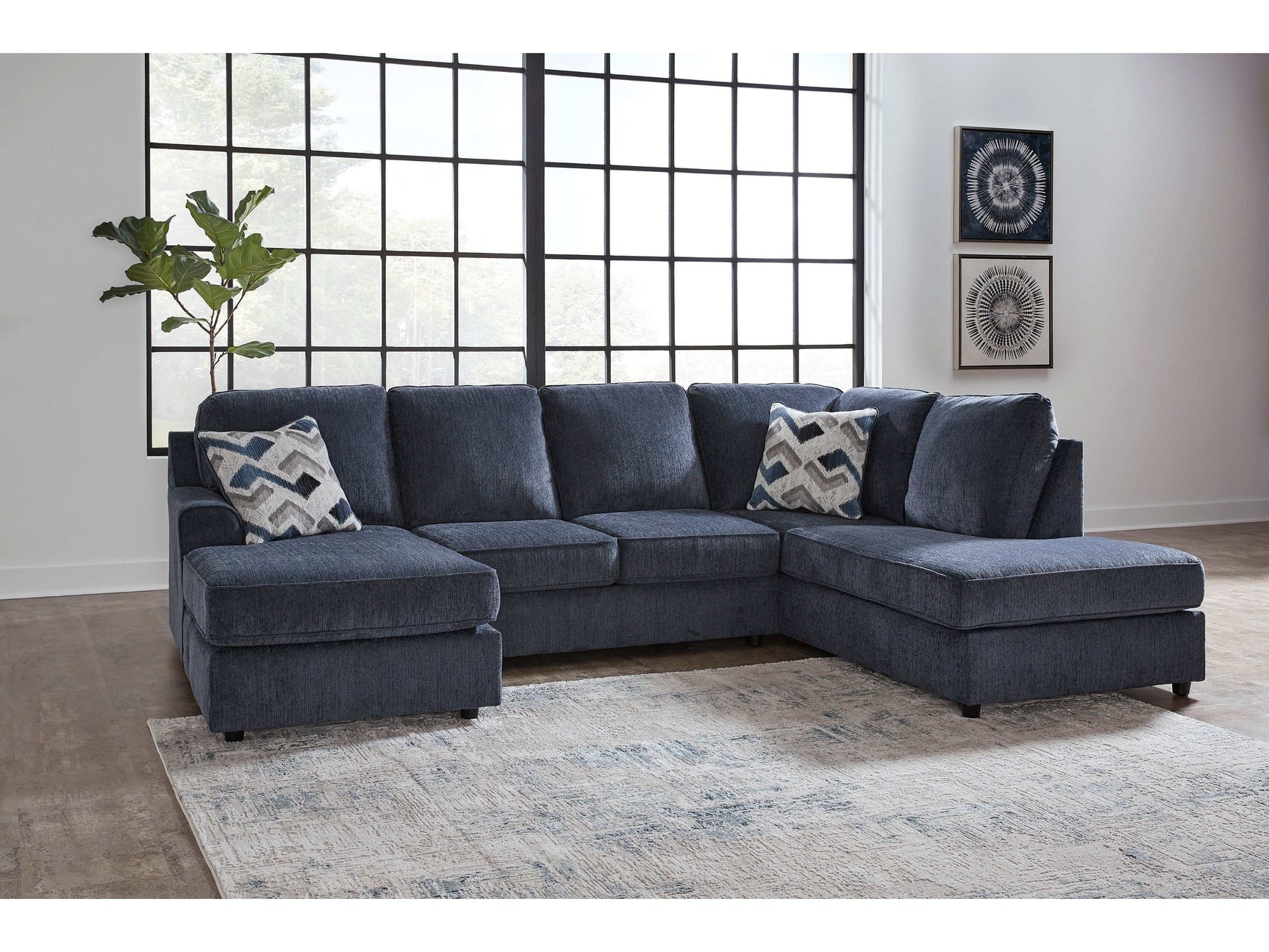 Albar Place Cobalt 2pc Sectional w/ RAF Corner Chaise (Online Special Price) - Ornate Home