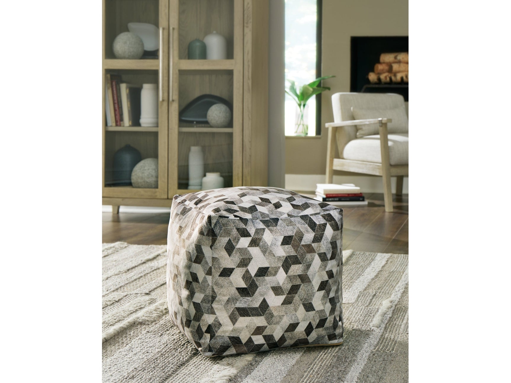 Albermarle Gray/Brown Pouf - Ornate Home