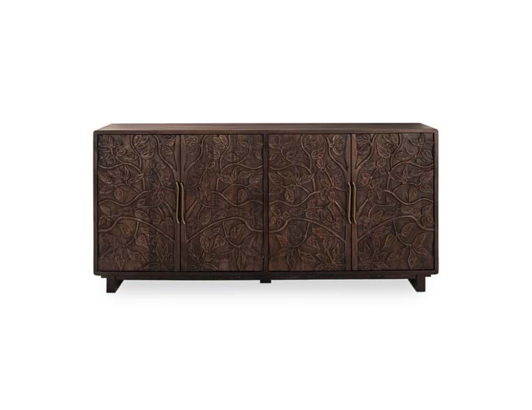 Albero Brown Solid Wood 4-Door Buffet - Ornate Home