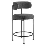 Albie Charcoal/Black Boucle Fabric Counter Stools (Set of 2) - Ornate Home