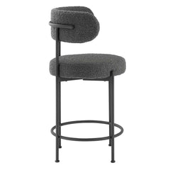 Albie Charcoal/Black Boucle Fabric Counter Stools (Set of 2) - Ornate Home