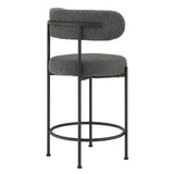 Albie Charcoal/Black Boucle Fabric Counter Stools (Set of 2) - Ornate Home