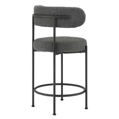 Albie Charcoal/Black Boucle Fabric Counter Stools (Set of 2) - Ornate Home