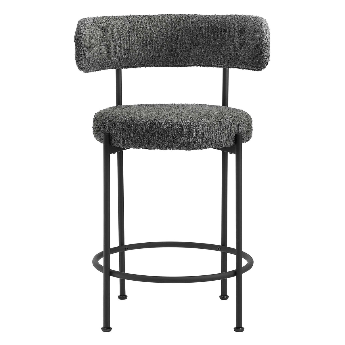 Albie Charcoal/Black Boucle Fabric Counter Stools (Set of 2) - Ornate Home
