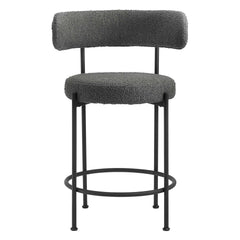Albie Charcoal/Black Boucle Fabric Counter Stools (Set of 2) - Ornate Home