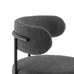 Albie Charcoal/Black Boucle Fabric Counter Stools (Set of 2) - Ornate Home