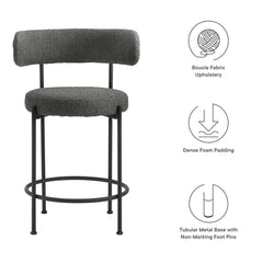 Albie Charcoal/Black Boucle Fabric Counter Stools (Set of 2) - Ornate Home