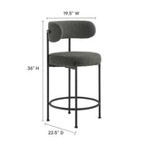 Albie Charcoal/Black Boucle Fabric Counter Stools (Set of 2) - Ornate Home