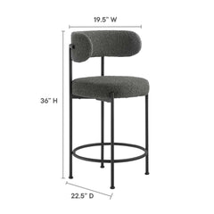 Albie Charcoal/Black Boucle Fabric Counter Stools (Set of 2) - Ornate Home