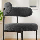 Albie Charcoal/Black Boucle Fabric Counter Stools (Set of 2) - Ornate Home