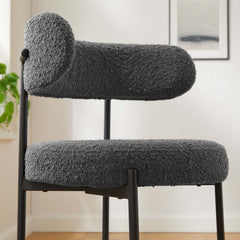 Albie Charcoal/Black Boucle Fabric Counter Stools (Set of 2) - Ornate Home