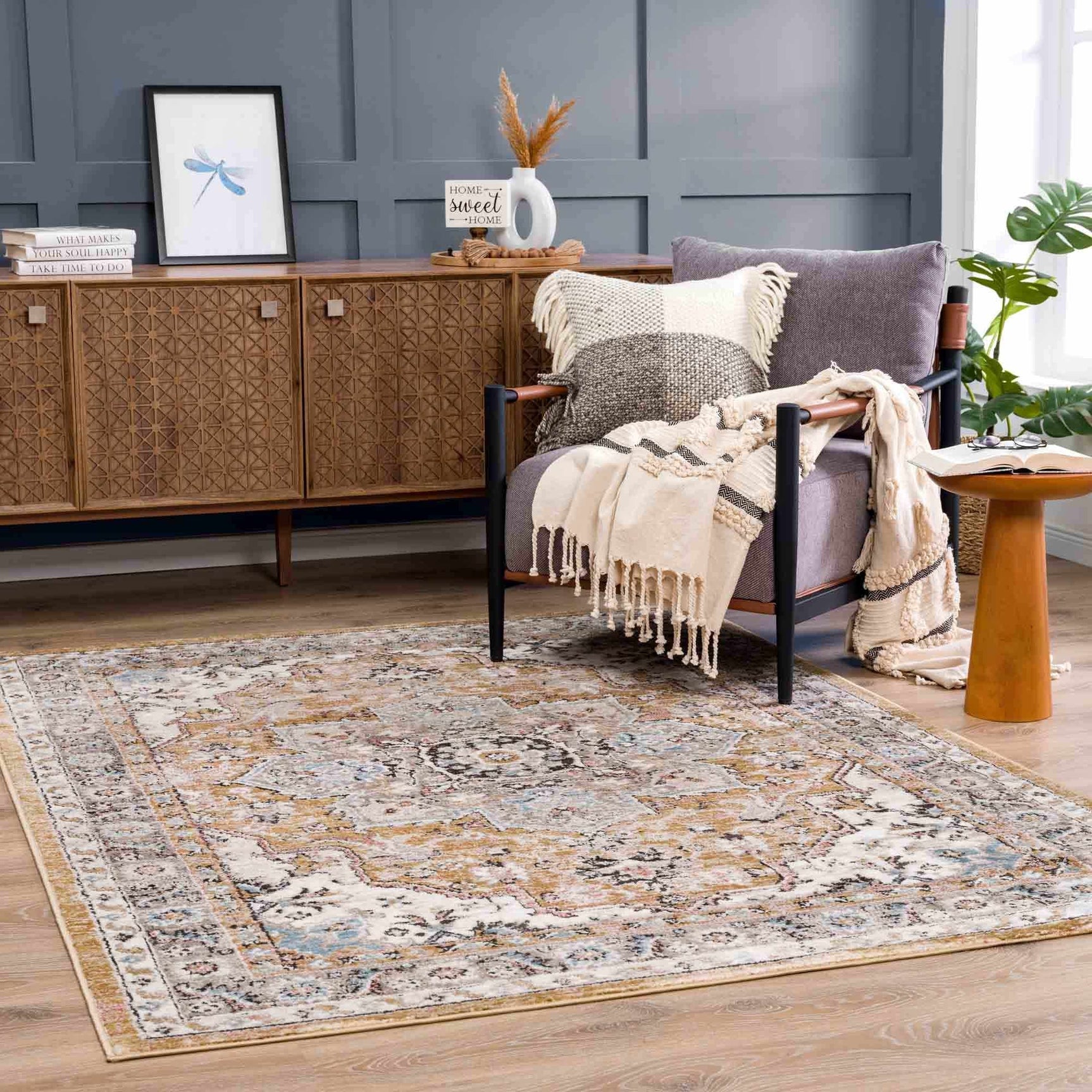 Albie Gold & Beige Area Rug - Clearance - Ornate Home