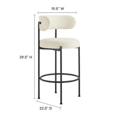 Albie Ivory/Black Boucle Fabric Bar Stools (Set of 2) - Ornate Home