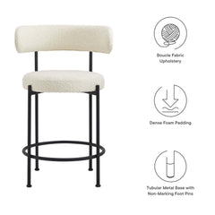 Albie Ivory/Black Boucle Fabric Counter Stools (Set of 2) - Ornate Home