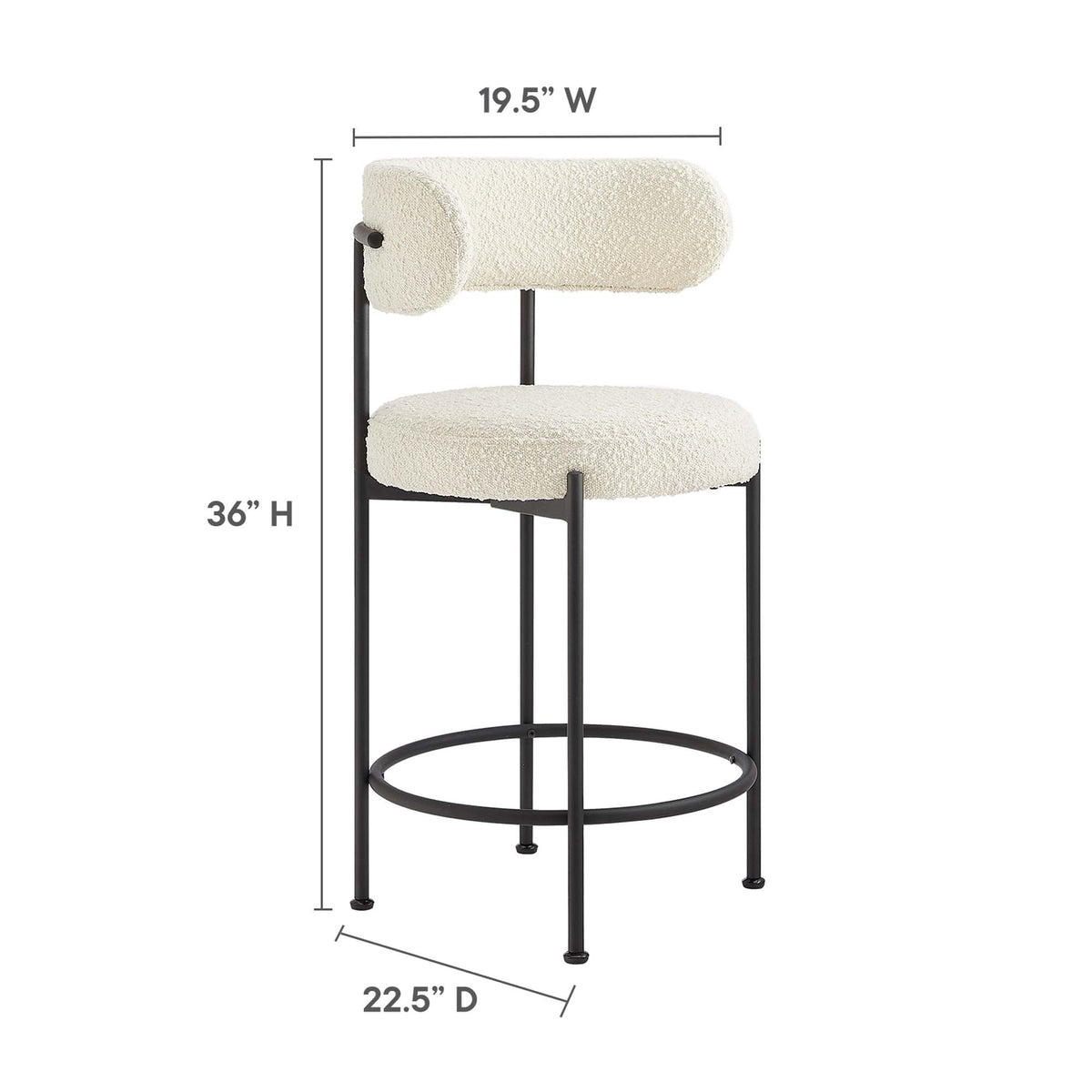 Albie Ivory/Black Boucle Fabric Counter Stools (Set of 2) - Ornate Home