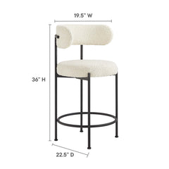 Albie Ivory/Black Boucle Fabric Counter Stools (Set of 2) - Ornate Home