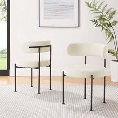 Albie Ivory/Black Boucle Fabric Dining Chairs (Set of 2) - Ornate Home