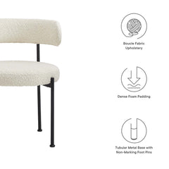 Albie Ivory/Black Boucle Fabric Dining Chairs (Set of 2) - Ornate Home