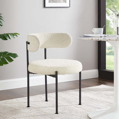 Albie Ivory/Black Boucle Fabric Dining Chairs (Set of 2) - Ornate Home