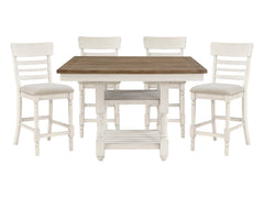 Alburgh Tobacco Brown / Antique White 5-piece Dinig Table Set - Ornate Home