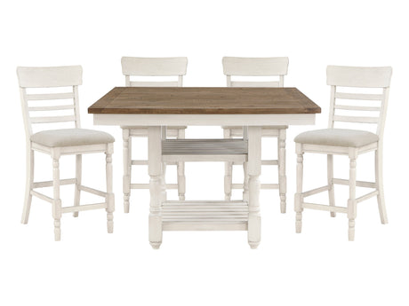 Alburgh Tobacco Brown / Antique White 5-piece Dinig Table Set - Ornate Home