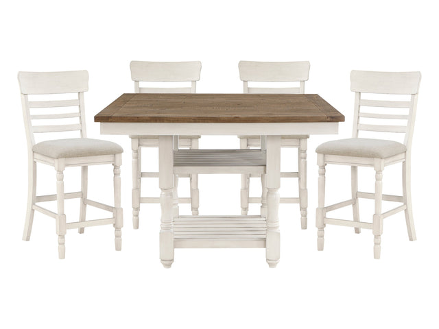 Alburgh Tobacco Brown / Antique White 5-piece Dinig Table Set - Ornate Home