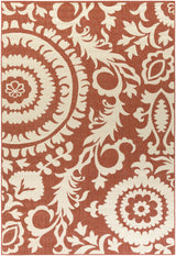 Alburnett Burnt Orange Floral Outdoor Rug - Clearance - Ornate Home